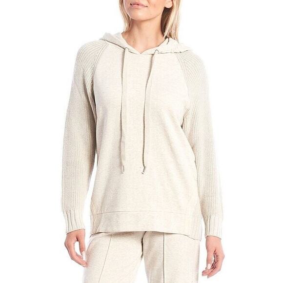 Splendid Collection Large Shea Long Sleeve Coordinating Sweater Mix Hoodie Tan - Picture 16 of 16